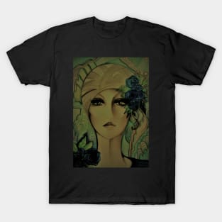 MUTED GREEN  GIRL IN TURBAN 70S HAZY POSTER T-Shirt